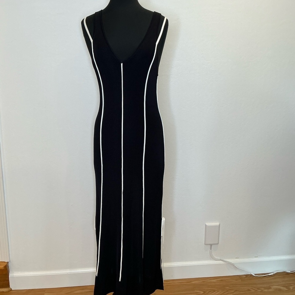 3.1 PHILLIP LIM V-Neck Tank Lux Viscose Midi Dress with Piping Trim Size Large - Picture 3 of 16